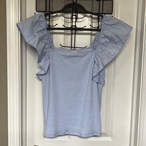 BRAND NEW a new day Mixed Media Ruffle Sleeve Ribbed Top Size XL